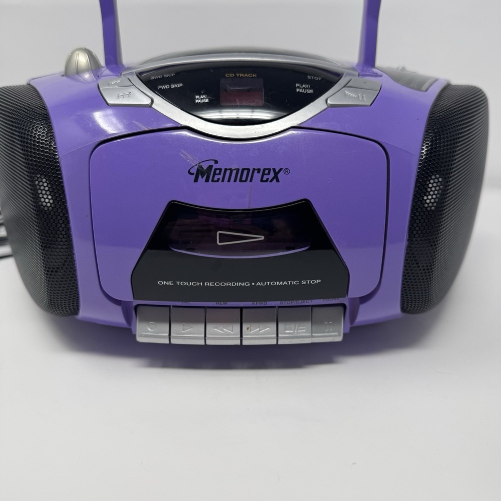 Memorex MP3130 Purple‎ Boombox CD Cassette Radio Y2K 2001 Tested WORKS RARE